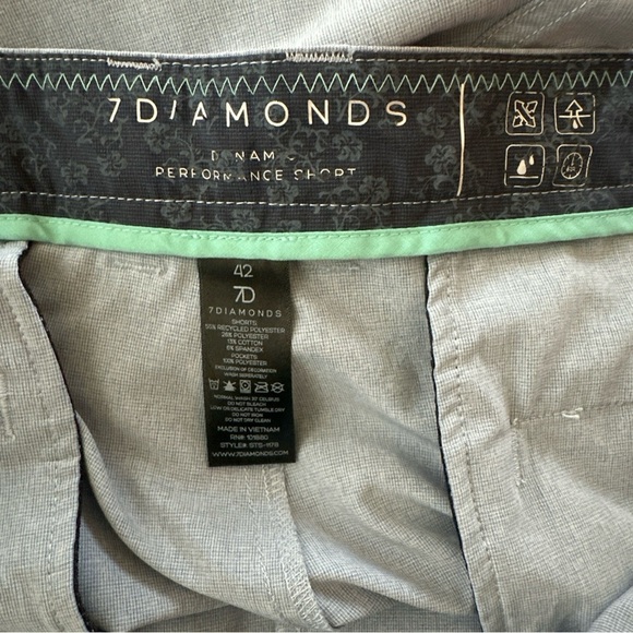 7 Diamonds Shorts Mens 42 Blue Performance Dynamic Bermuda Golf Casual 10” - Picture 12 of 13